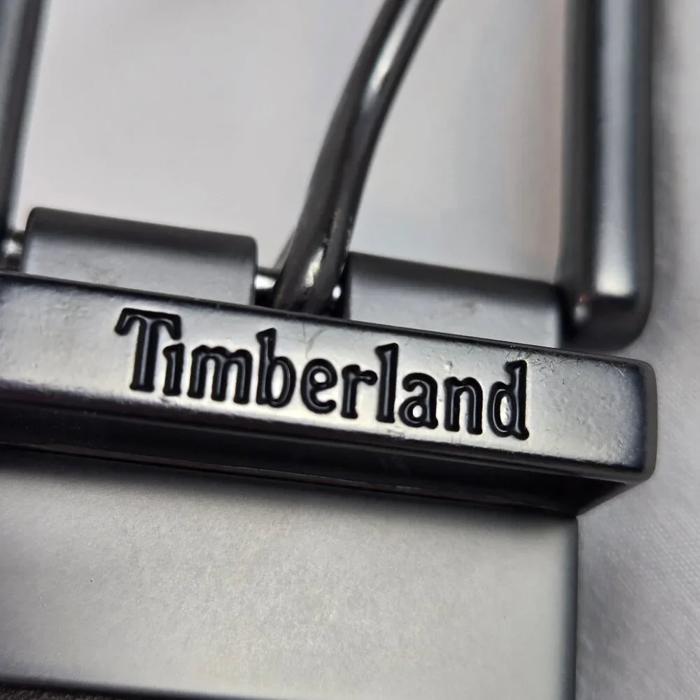 Timberland Size 46 Reversible Brown/Black Leather Belt Gunmetal Toned Hardware